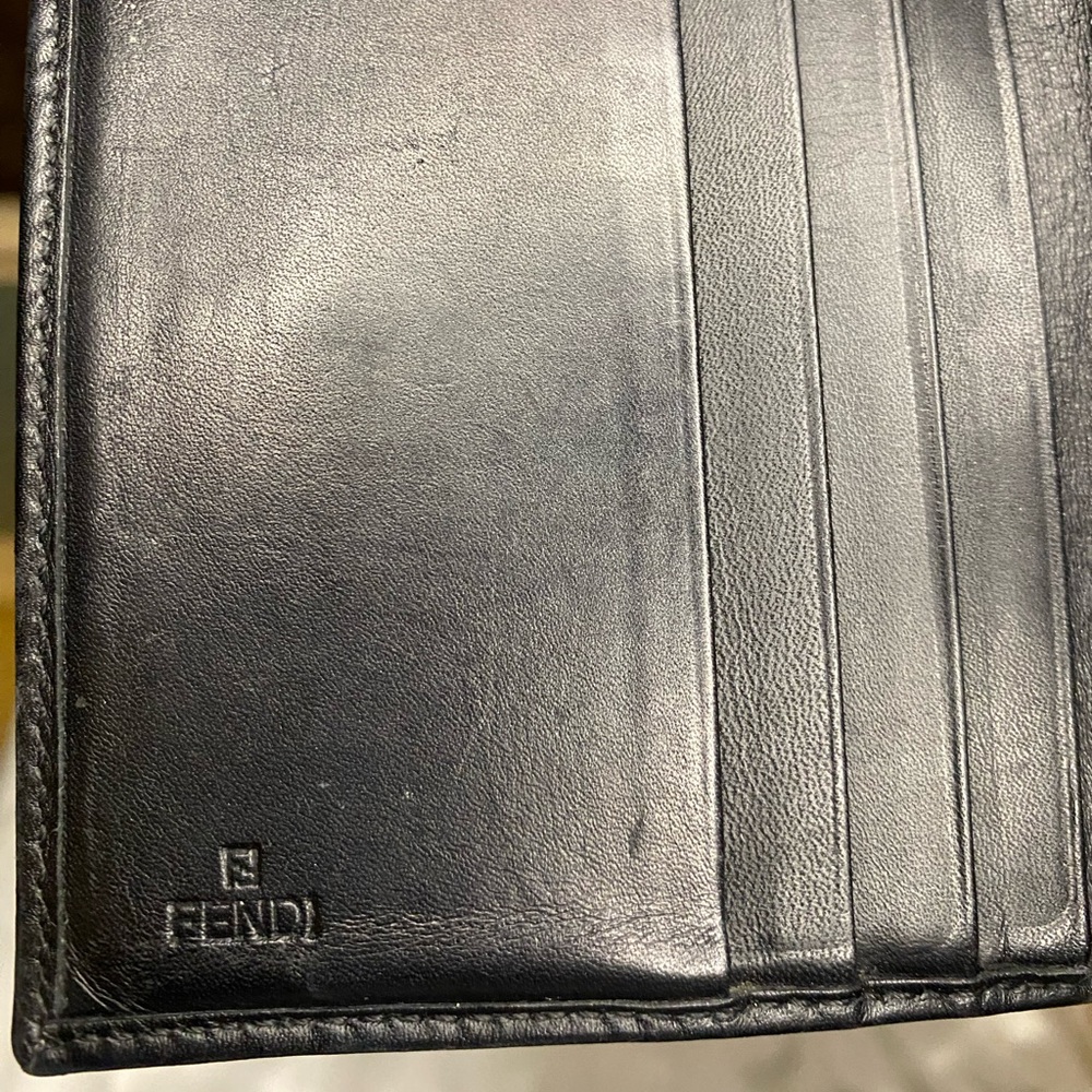 Pre-owned Vintage Fendi Zucchino FF Logo Compact Wallet Black - Picture 12 of 14